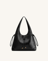 Celandra Drawstring Hobo Bag - Black