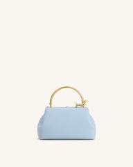 Bruna Dachshund Metal Handle Top Handle Bag - Light Blue