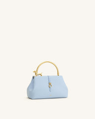 Bruna Dachshund Metal Handle Top Handle Bag - Light Blue