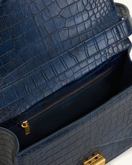 Clio Envelope Crossbody Bag - Navy Croc