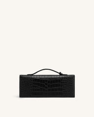 Celeste Envelope Top Handle Bag - Black Croc
