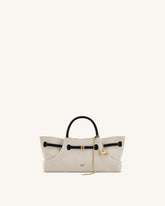 Maeve Dachshund Metal Charm Tote Bag - Black Canvasa