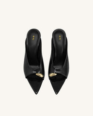 Noemi Pointed-Toe Mule Heels - Black