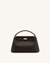 Carmen Woven Top Handle Bag - Dark Brown