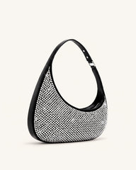 Harlee Artificial Crystal Shoulder Bag - Black