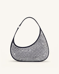 Harlee Artificial Crystal Shoulder Bag - Black