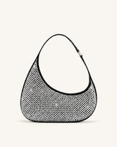 Harlee Artificial Crystal Shoulder Bag - Black