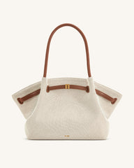 Hana Large Tote Bag - Brown Canvas