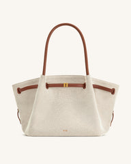 Hana Large Tote Bag - Brown Canvas