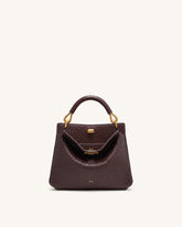 Lucia Elephant-Effect Top Handle Bag - Dark Brown