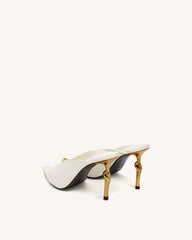 Noemi Pointed-Toe Mule Heels - White
