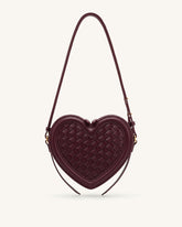 Arlene Woven Heart Shape Crossbody Bag - Deep Burgundy