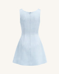 Lily Floral Print Sleeveless A-Line Mini Dress - Light Blue