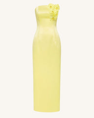 Orchid Embellished Strapless Maxi Dress - Yellow
