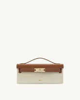 Bria Structured Top Handle Bag - Brown Canvas