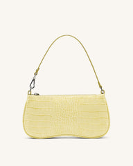 Eva Shoulder Handbag - Light Yellow Croc