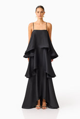 Tilly Tiered Maxi Dress in Black