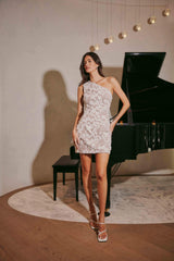 Vonni One Shoulder Mini Dress in White