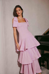 Kara Tiered Maxi Dress in Purple