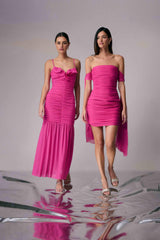 Celina Off The Shoulder Mini Dress in Pink