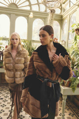 Felicia Faux Fur Coat in Black & Brown