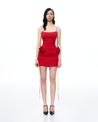 Bellamy 3D Floral Mini Dress - Red