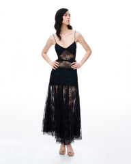 Indigo Floral Lace Dress - Black