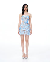 Elowen Floral Embroidered Mini Dress - Blue