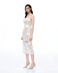 Lysandra 3D Floral Embroidered Maxi Dress - White