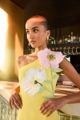 Hope One Shoulder Mini Dress in Yellow