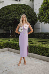 Hope Strapless Midi Dress in Purple
