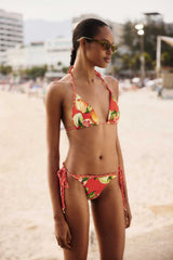 Red Fruits Rope Ties Triangle Bikini Top
