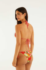 Red Fruits Rope Ties Triangle Bikini Top