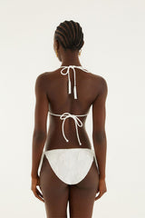 White Beaded Side Ties Full Bikini Bottom