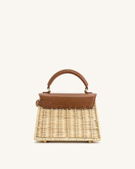 Elise Natural Rattan Weaving Handbag - Brown Rattan
