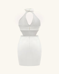 Gabriella Belted Cutout Halter Mini Dress - Ivory