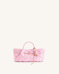 Maeve Sequin Dachshund Metal Charm Tote Bag - Pink