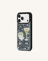 Pearl Martini Embellished Phone Case - Black