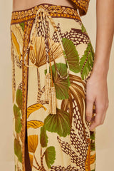 Sand Foliage Sketch Midi Skirt