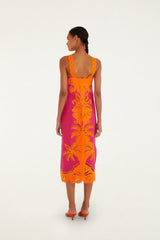 Pink Cutwork Midi Dress