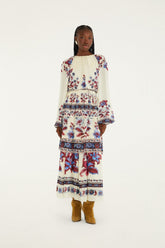 White Malu Winter Cut-Out Long Sleeve Maxi Dress