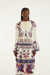 White Malu Winter Cut-Out Long Sleeve Maxi Dress
