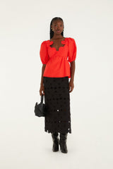 Red Heart Short Sleeve Blouse