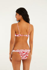 Red Cashew And Birds Low Waist Bikini Bottom