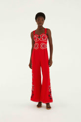 Pink Lovely Pineapples Embroidered Jumpsuit