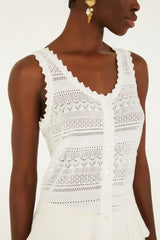 Off-White Crochet Sleeveless Blouse