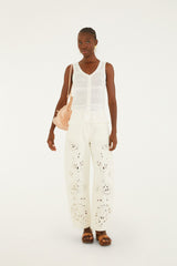 Off-White Crochet Sleeveless Blouse