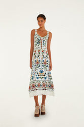 Off-White Stitched Garden Sleeveless Maxi Dress