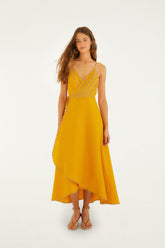 Yellow Bananas Euroflax™ Premium Linen Maxi Wrap Dress