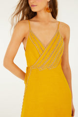 Yellow Bananas Euroflax™ Premium Linen Maxi Wrap Dress